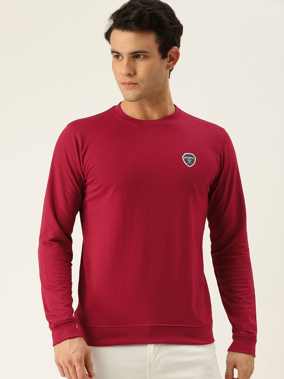 

PETER ENGLAND UNIVERSITY Men Red Applique Sweatshirt