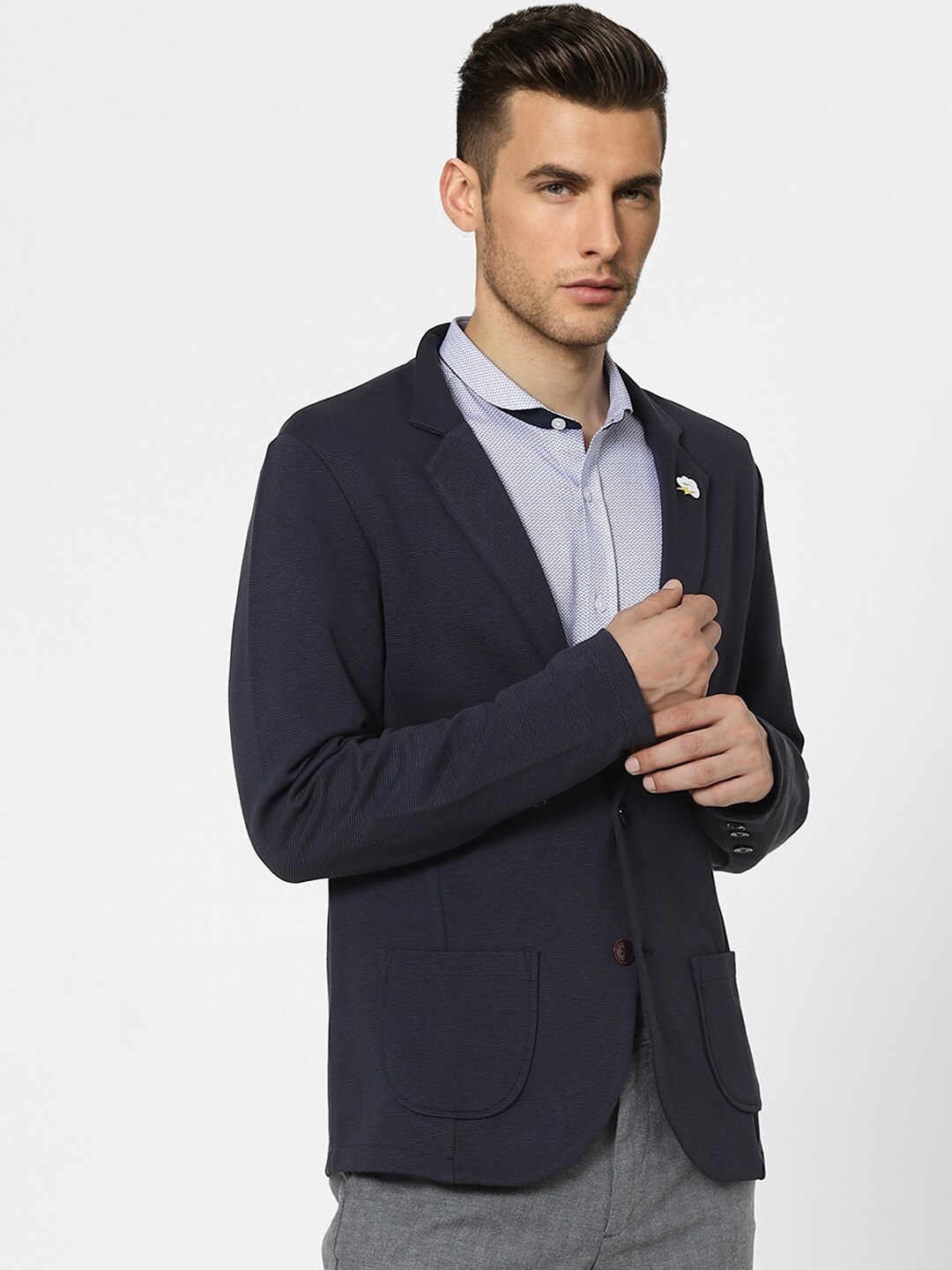 

Jack & Jones Men Blue Single-Breasted Formal Blazer