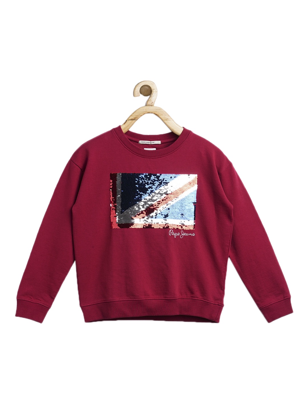 

Pepe Jeans Girls Maroon Pure Cotton Embellished Sweatshirt