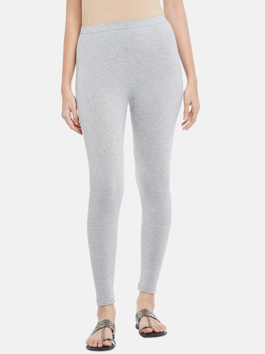 

RANGMANCH BY PANTALOONS Women Grey Solid Ankle-Length Leggings