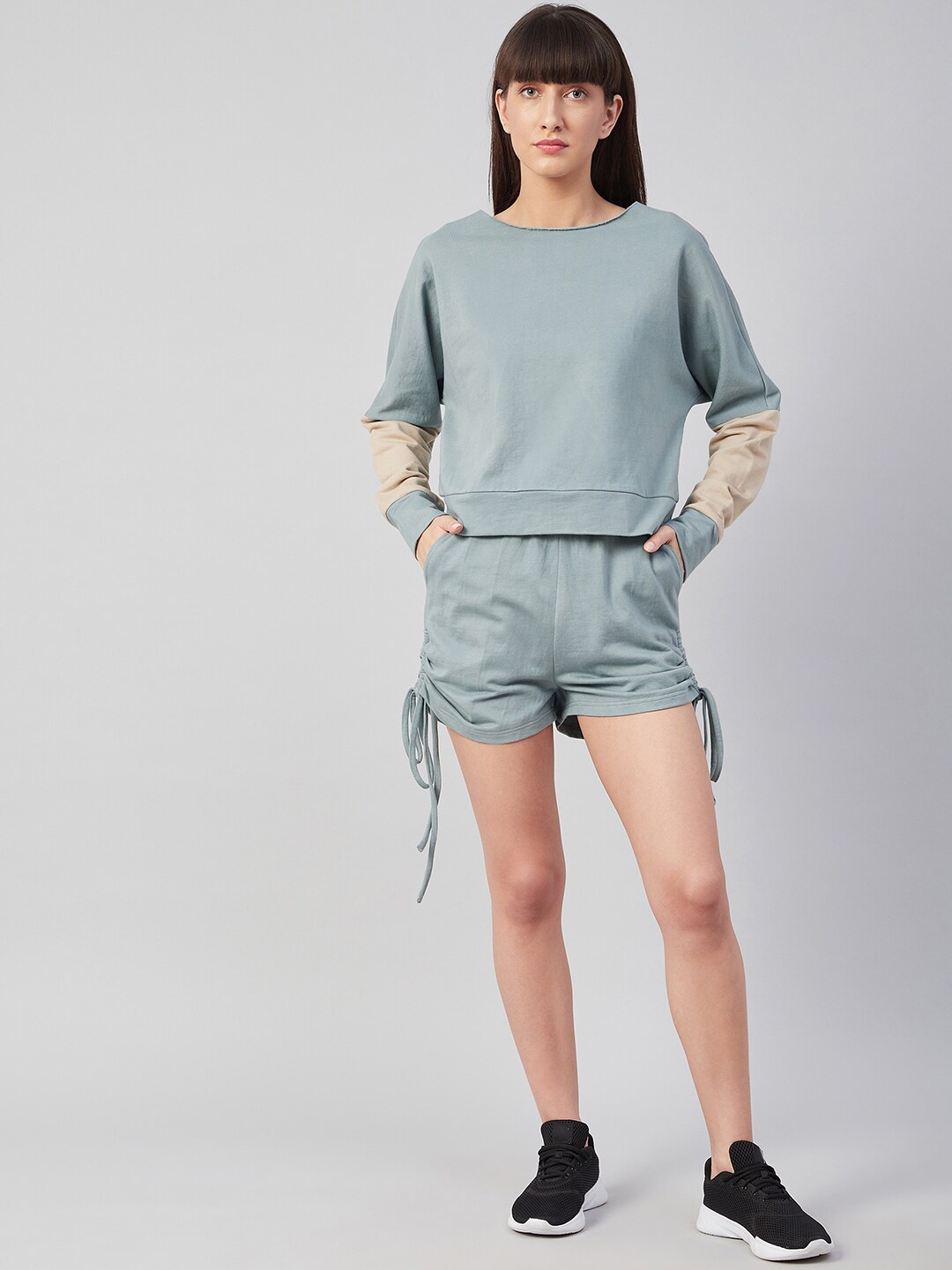 

Athena Women Teal & Beige T-shirt with Shorts