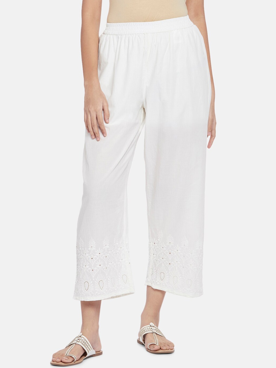 

RANGMANCH BY PANTALOONS Women Off White Culottes Trousers