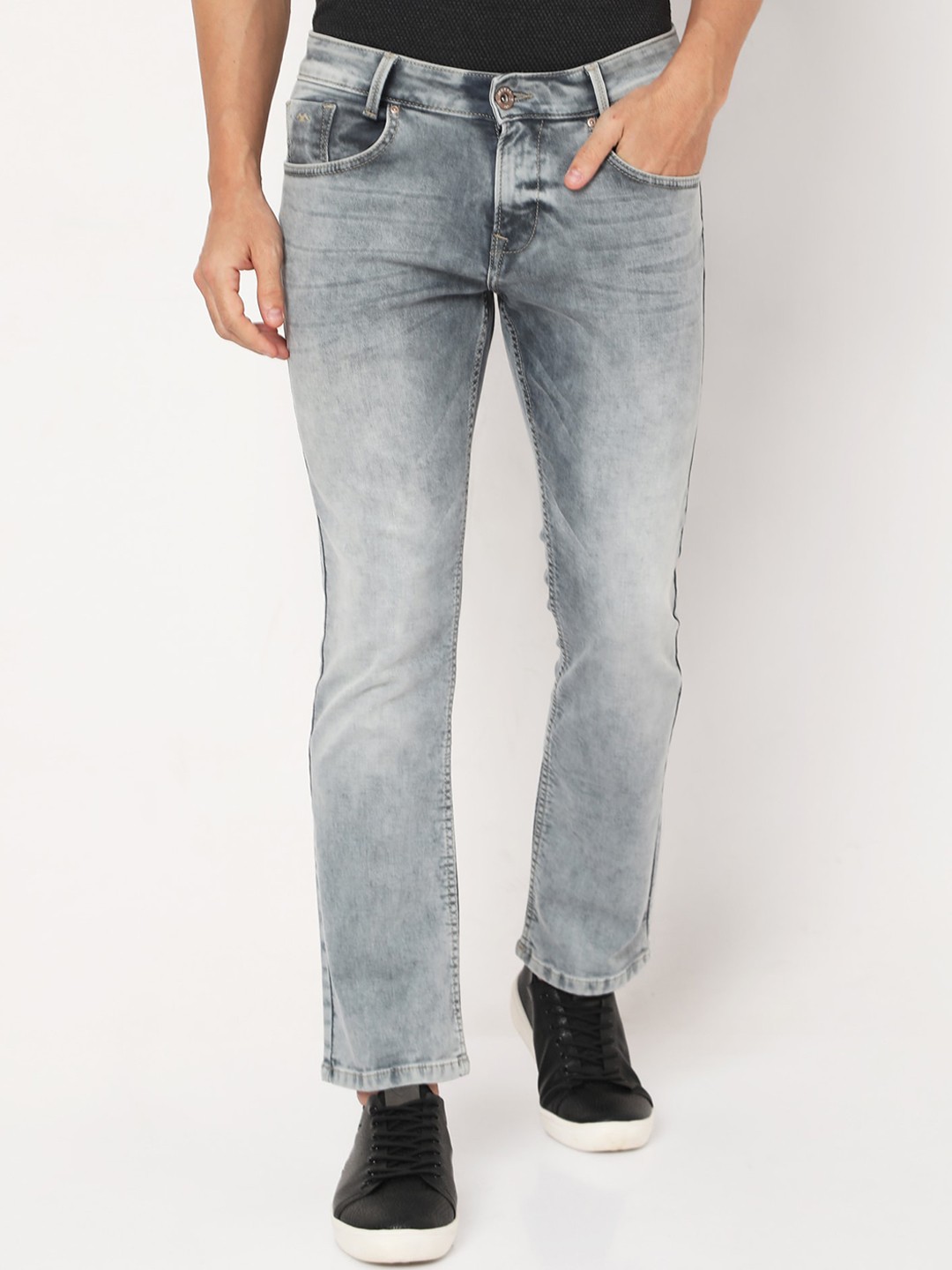 

Mufti Men Grey Bootcut Heavy Fade Stretchable Jeans