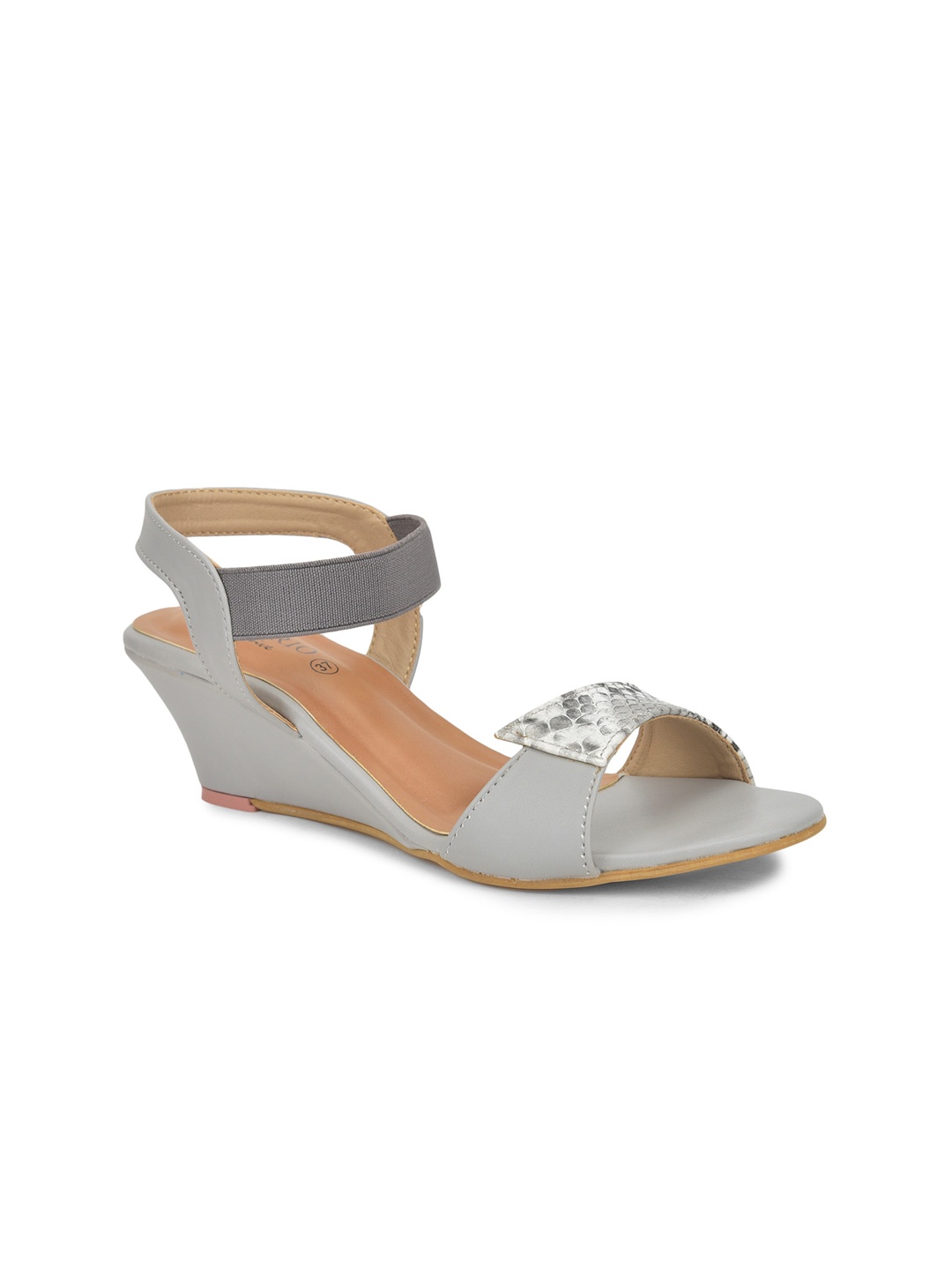 

SALARIO Grey Printed PU Wedge Sandals