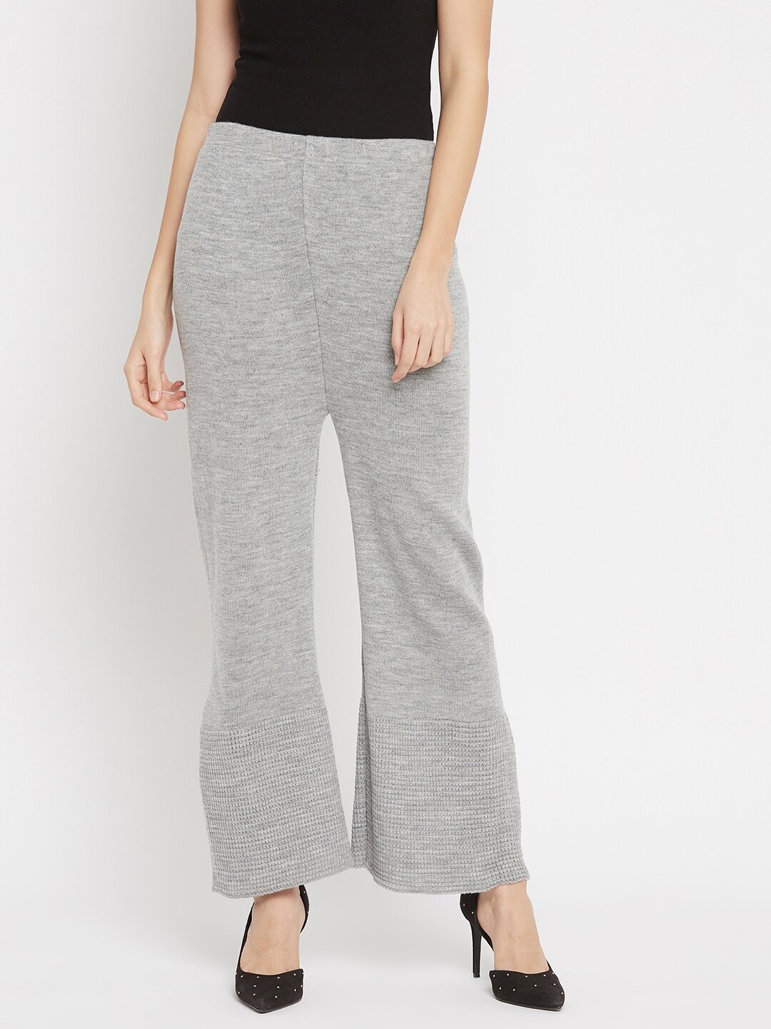 

Clora Creation Women Grey Woollen Knitted Palazzos