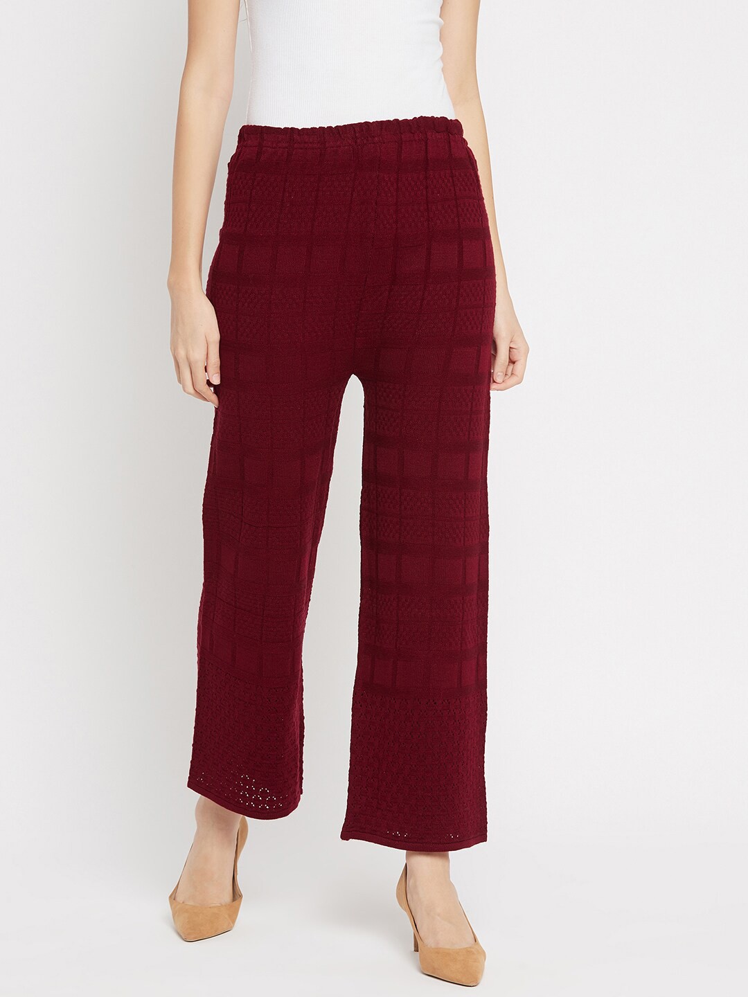 

Clora Creation Women Maroon Woolen Knitted Ethnic Palazzos