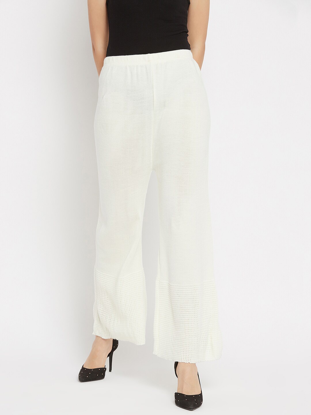 

Clora Creation Women White Woolen Ethnic Palazzos