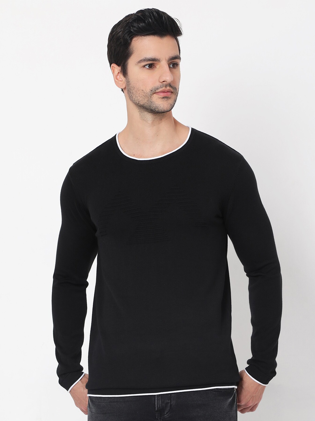 

Mufti Men Black Pure Cotton Sweater