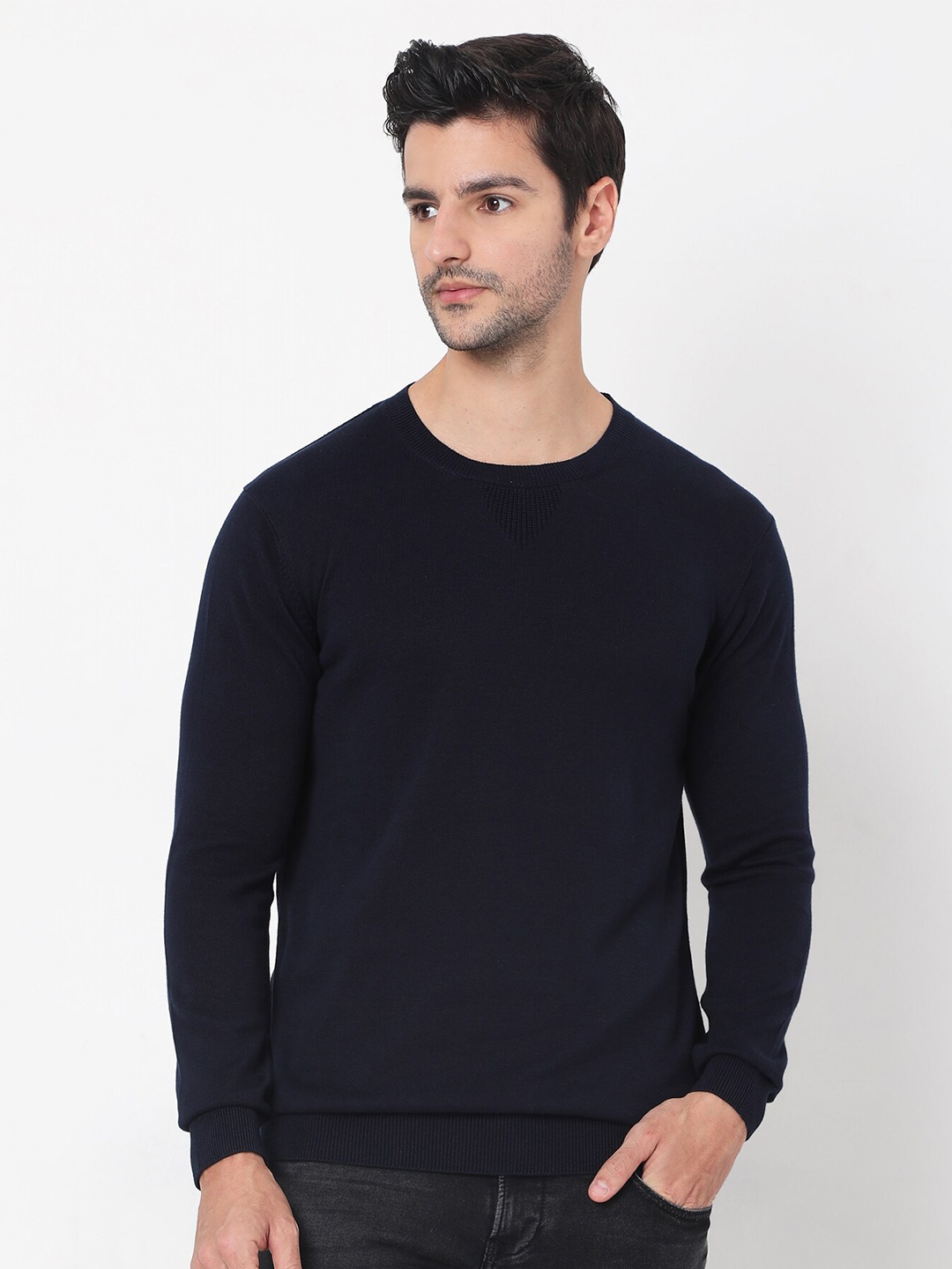 

Mufti Men Navy Blue Pullover