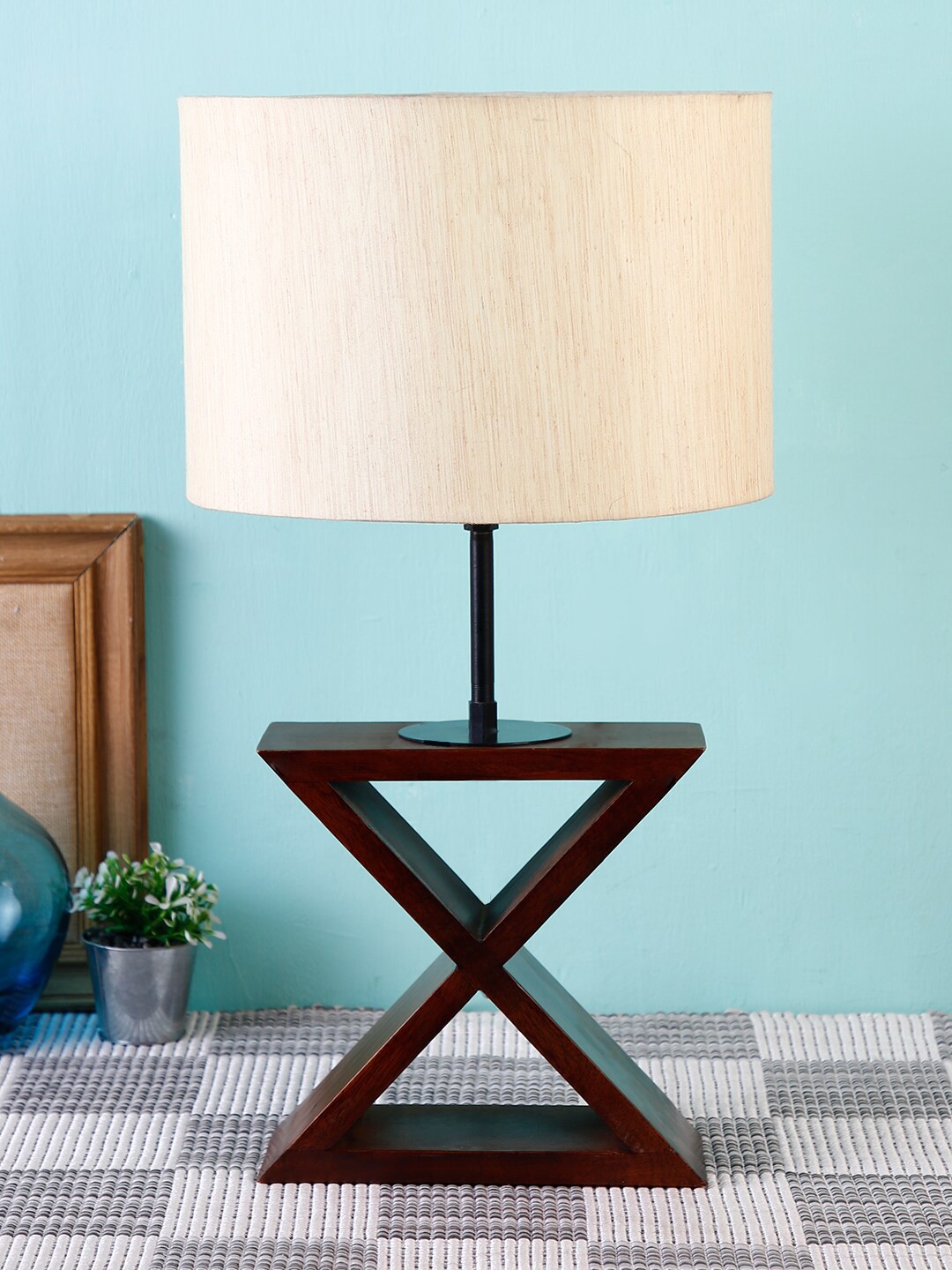 

Devansh Off White & Brown Wooden Table Lamp with Shade