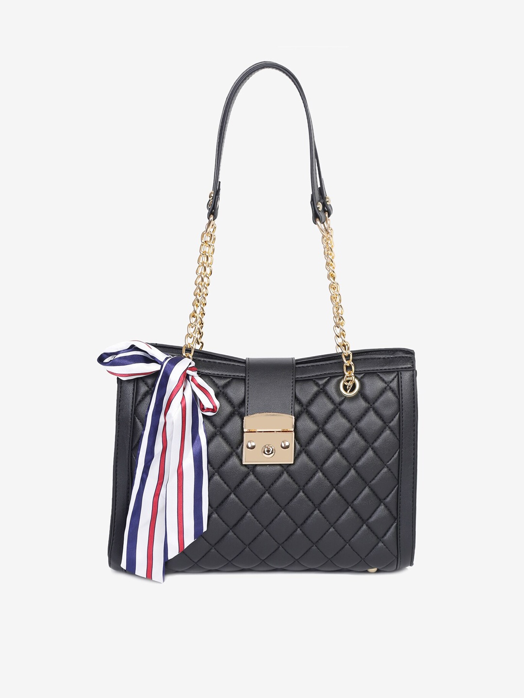 

Apsis Black Textured Swagger Sling Bag With Bow Detail
