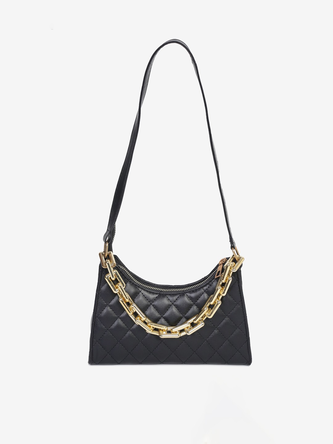 

Apsis Black Textured Structured Handheld Bag with Quilted