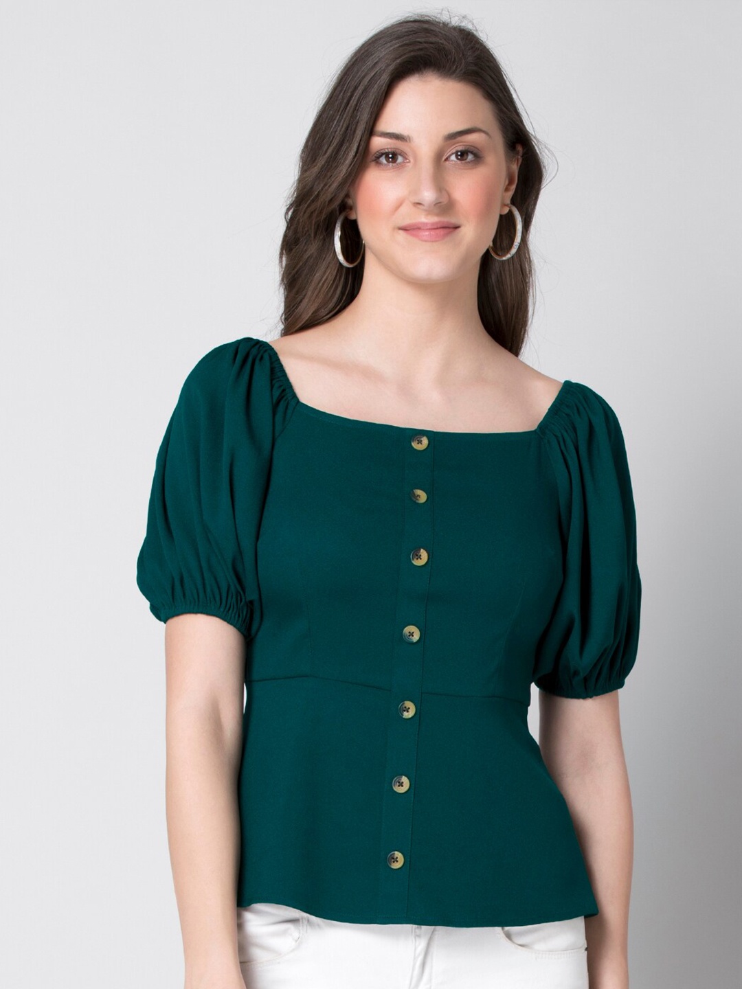 

FabAlley Green Cinched Waist Top
