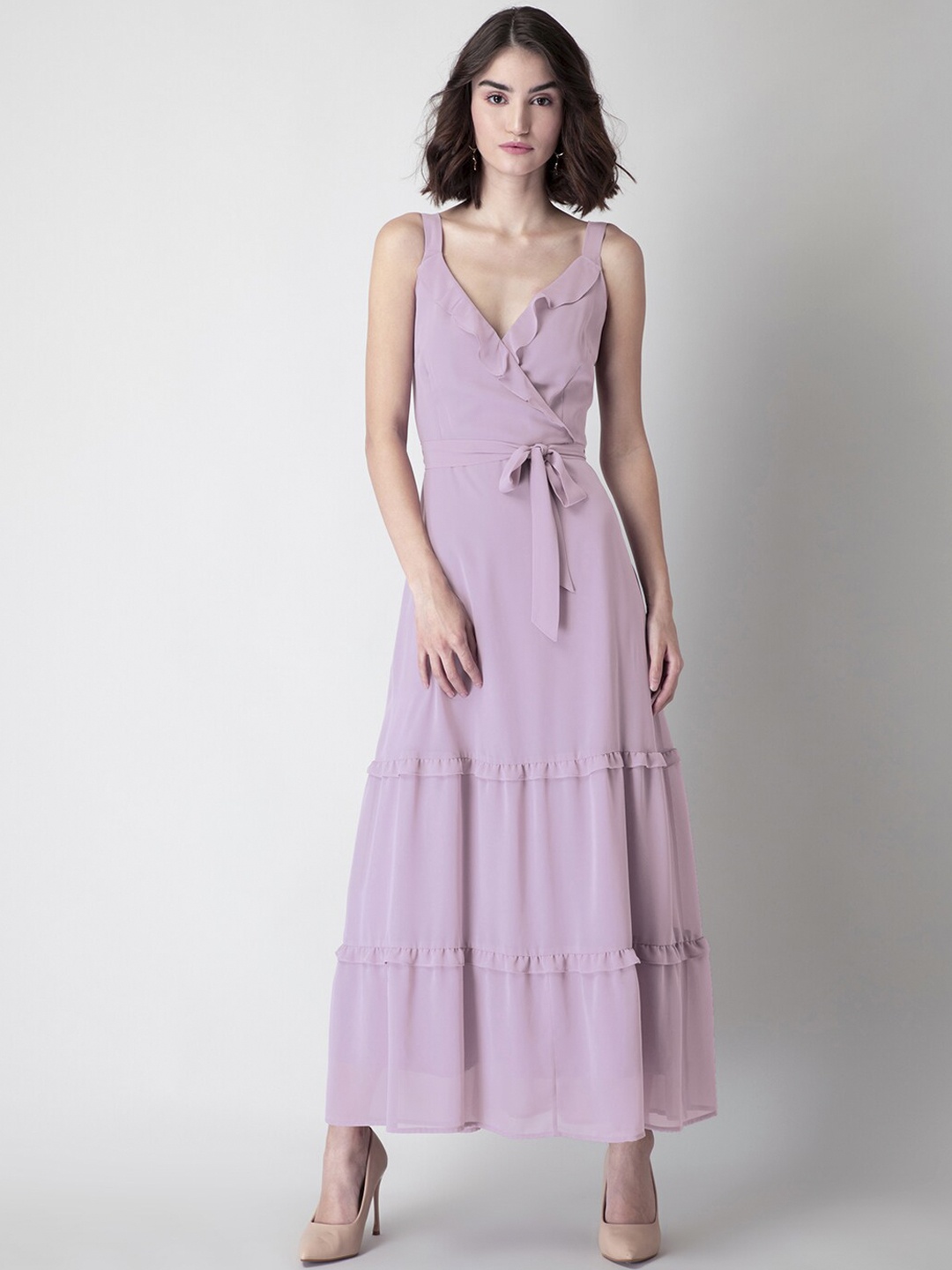 

FabAlley Purple Strappy Ruffled Layered Maxi Dress