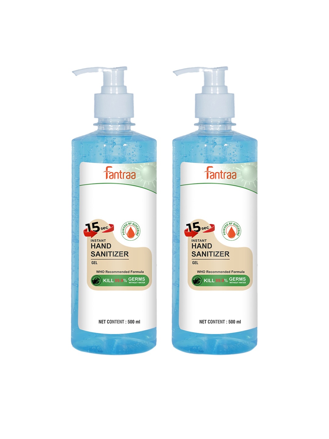 

Fantraa Blue Set of 2 Alcohol Gel Based Hand Sanitizer 500 Ml