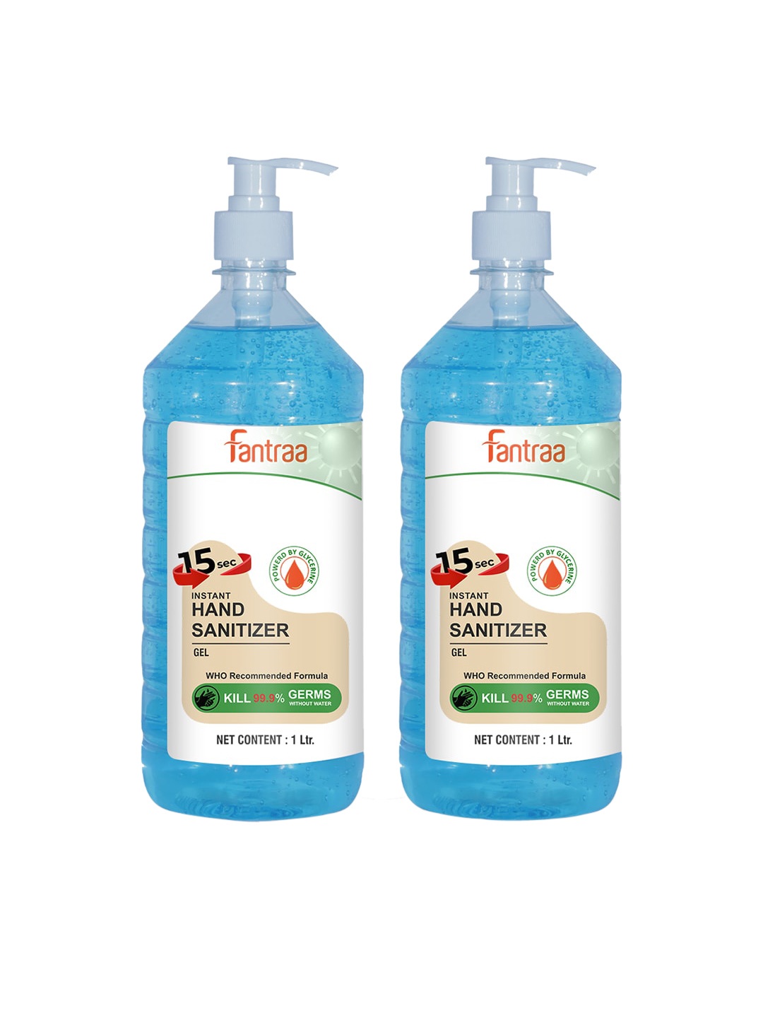 

Fantraa Pack Of 2 Alcohol Gel Based Hand Sanitizer 2 Litre, Blue