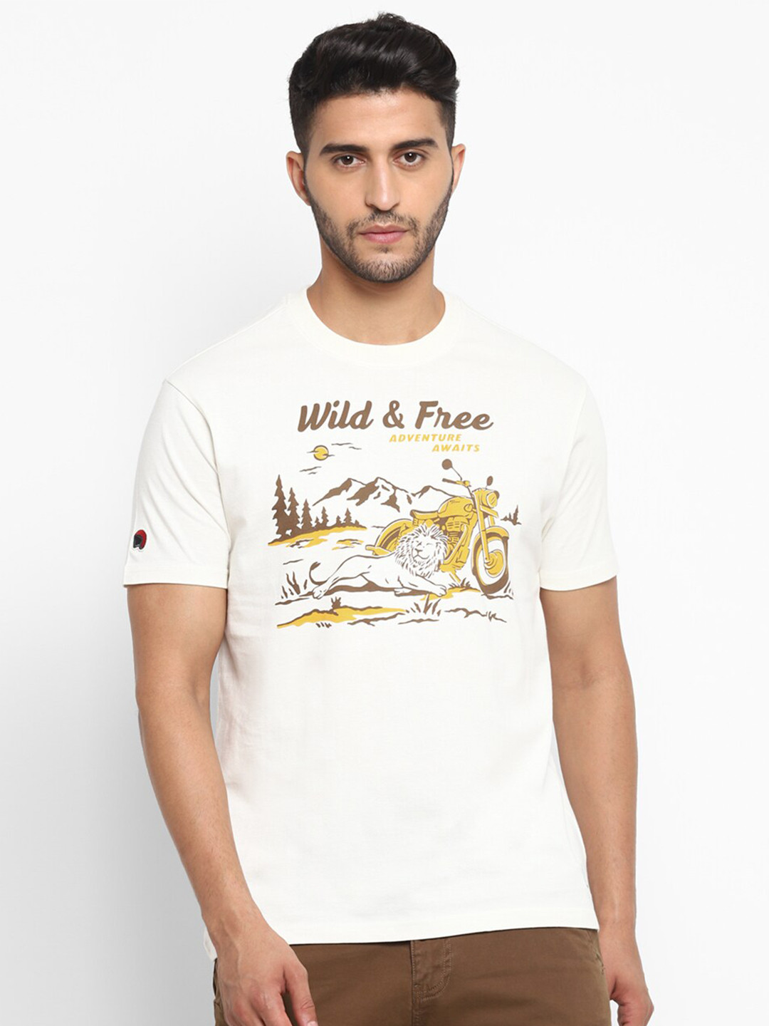 

Royal Enfield Men White Typography Printed T-shirt