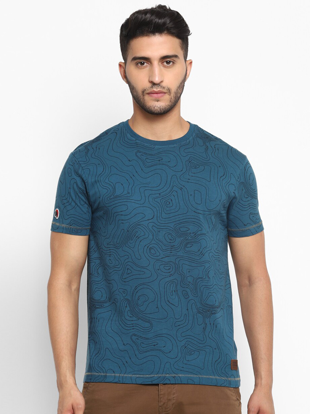 

Royal Enfield Men Blue Printed Cotton T-shirt
