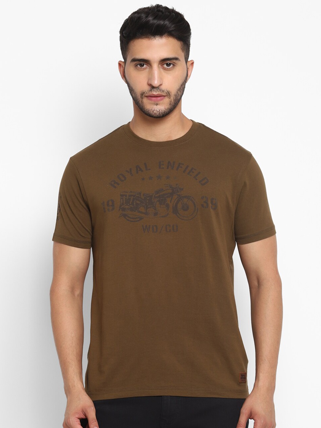 

Royal Enfield Men Olive Green Typography Printed T-shirt