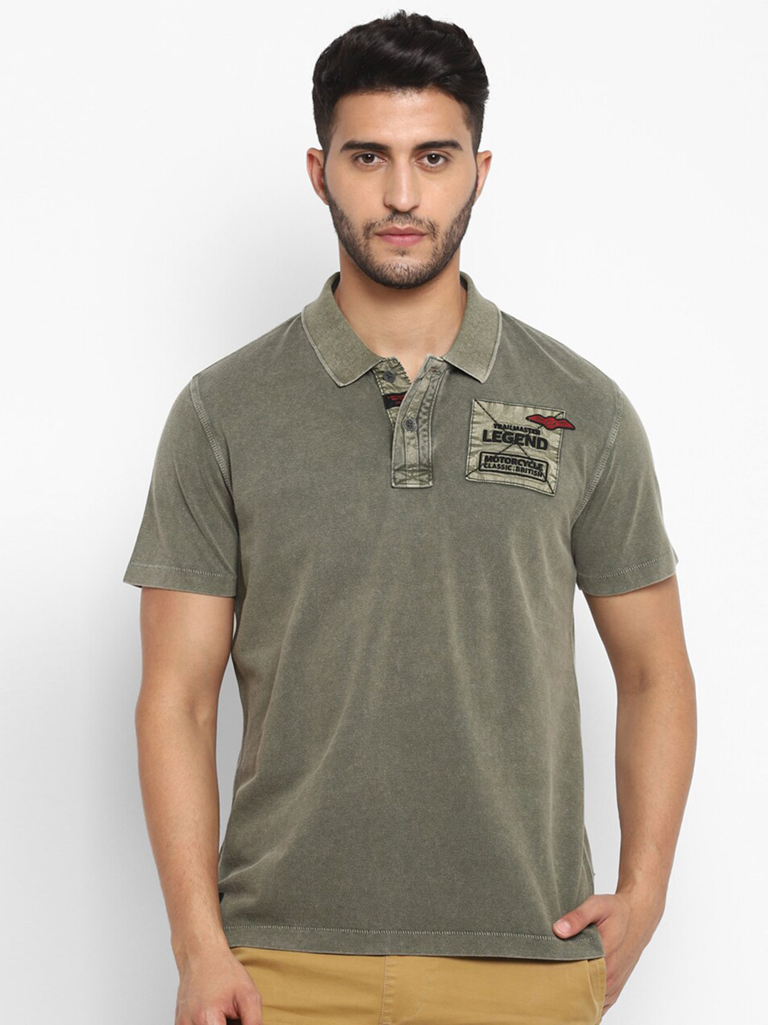 

Royal Enfield Men Black Polo Collar Cotton T-shirt