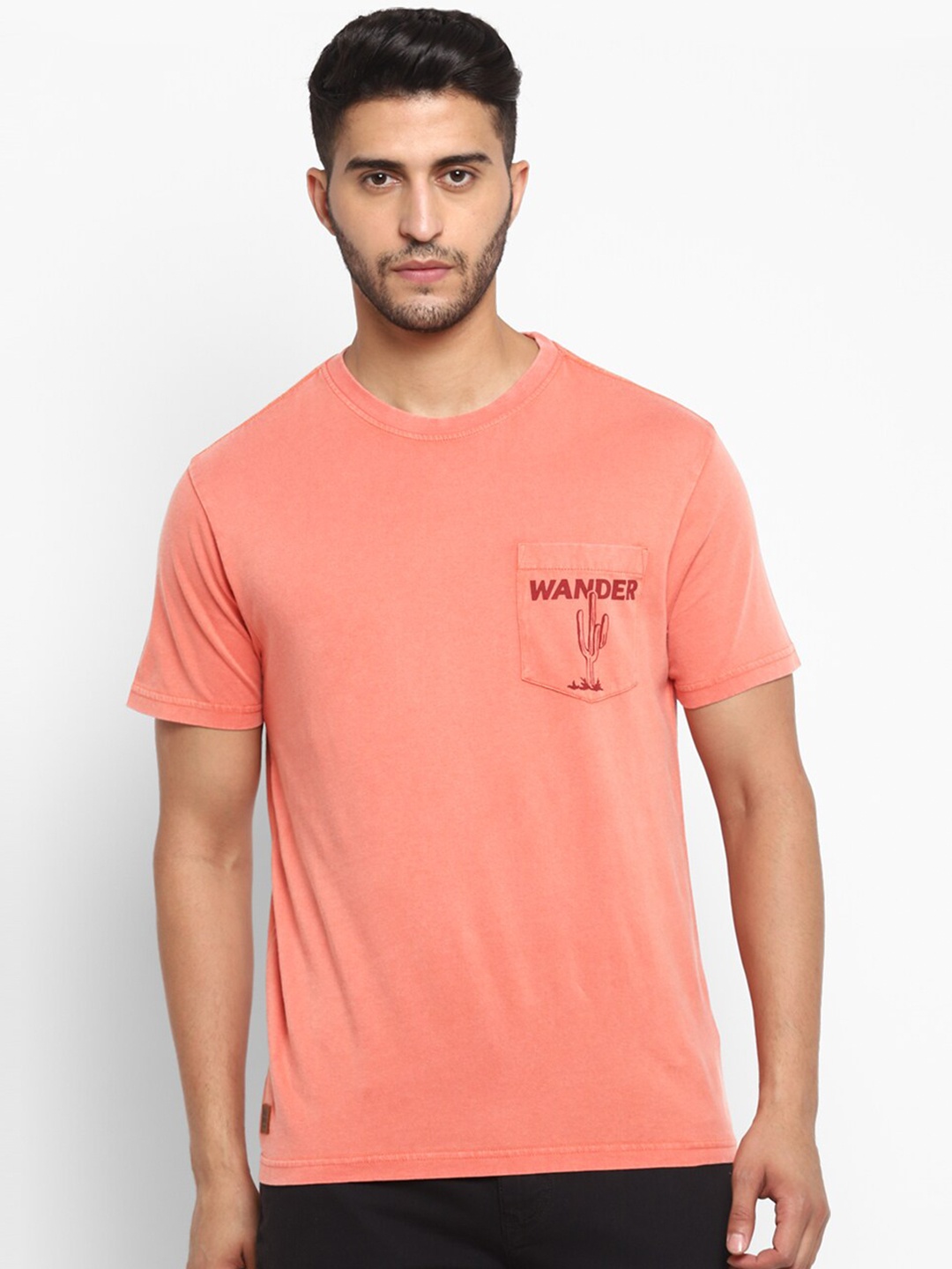 

Royal Enfield Men Peach-Coloured & Red Printed T-shirt