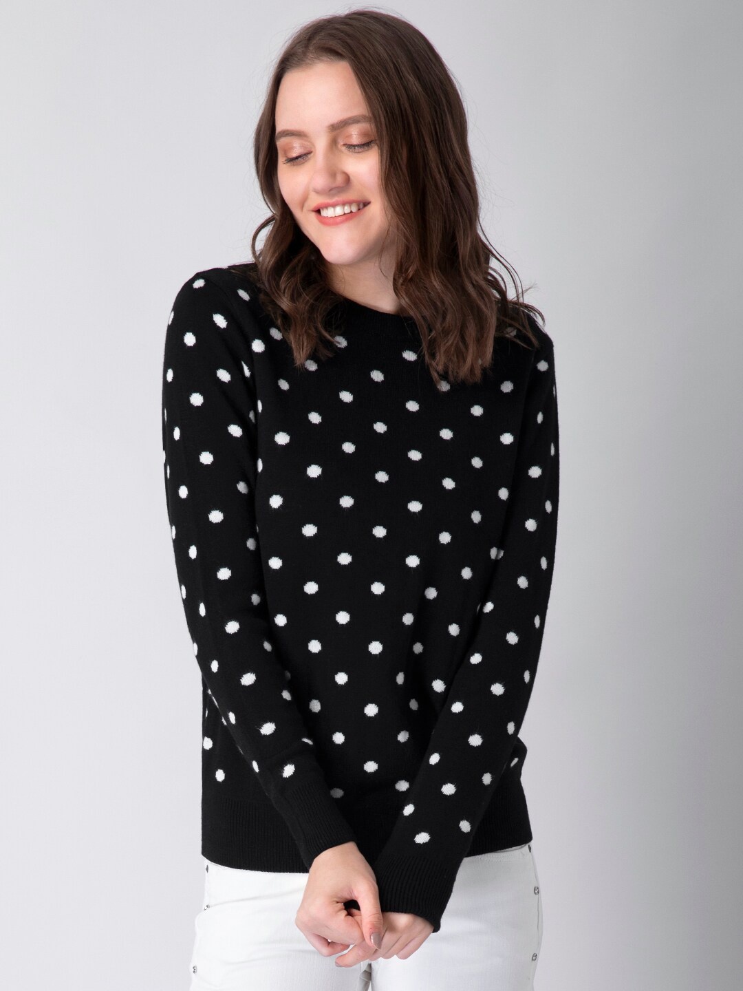 

FabAlley Women Black & White Printed Pullover
