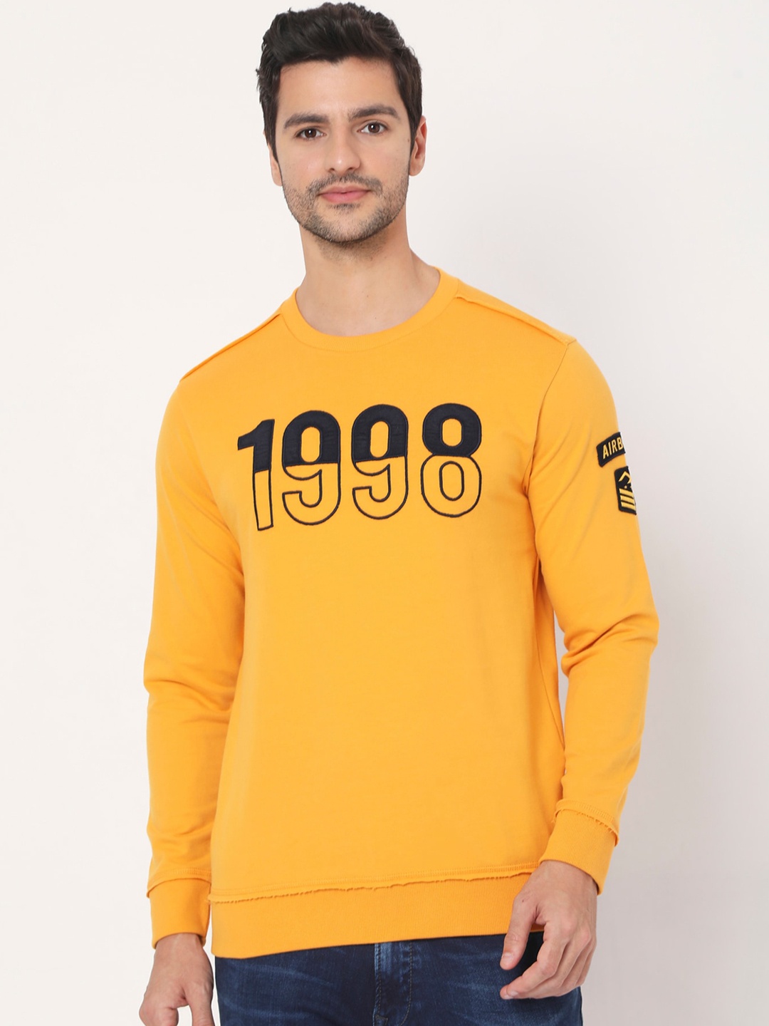 

Mufti Men Yellow Printed Sweatshirt