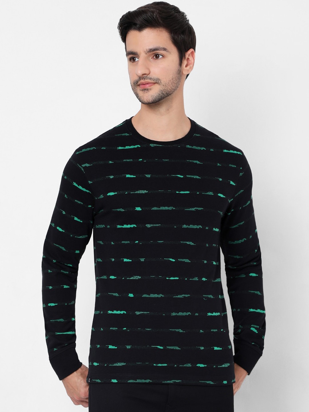 

Mufti Men Black Striped Sweatshirt