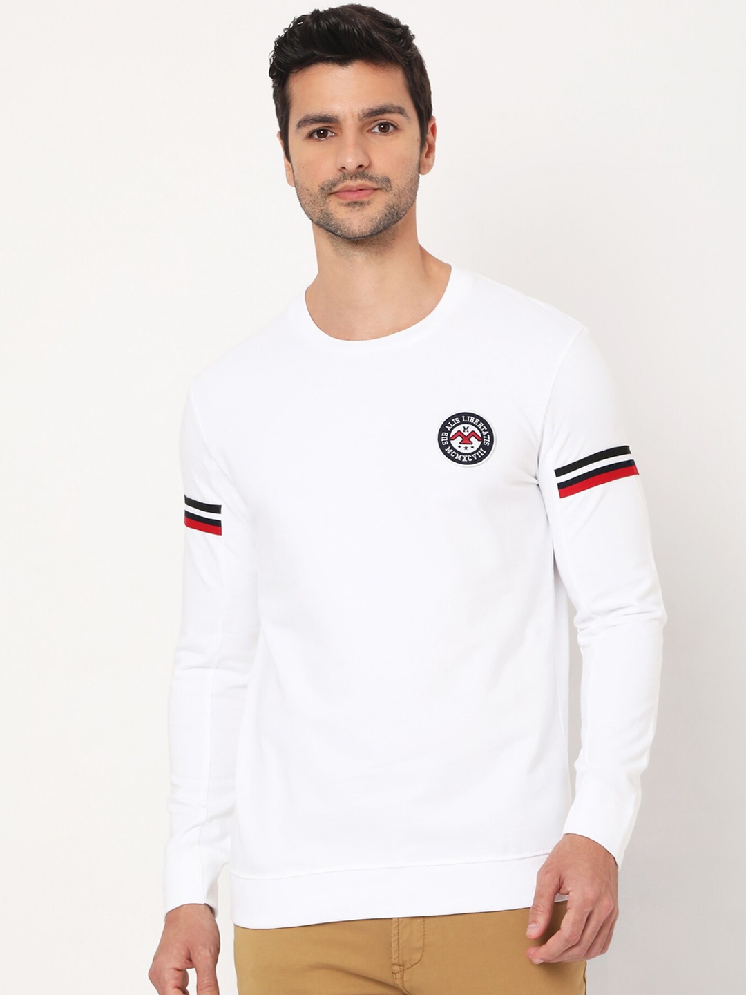 

Mufti Men White Pure Cotton Sweatshirt