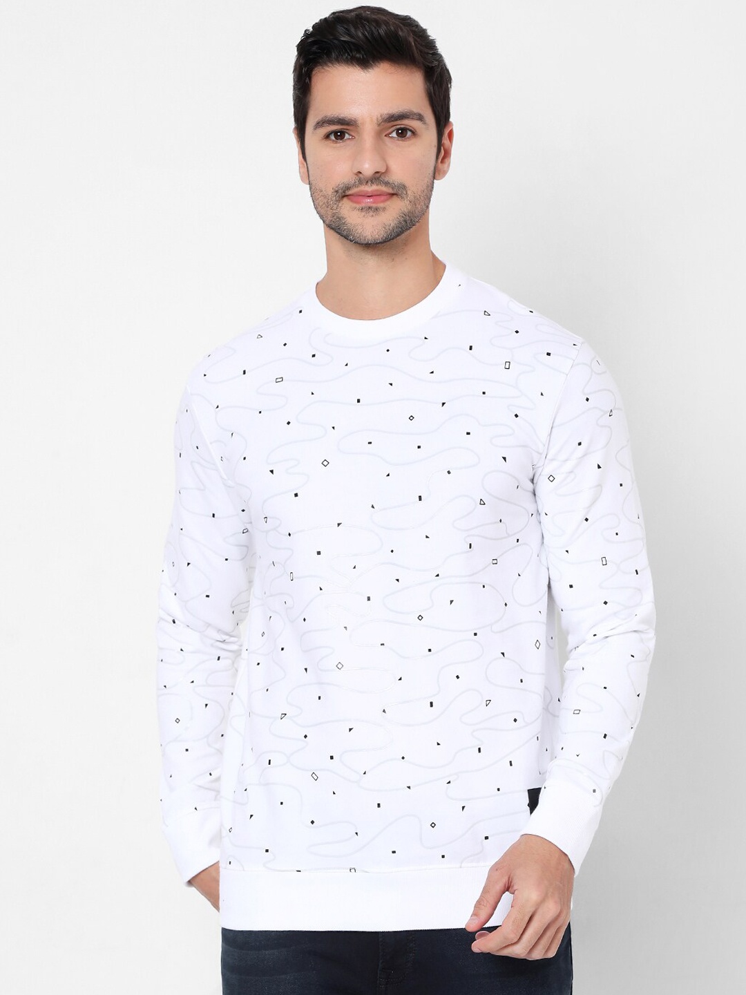 

Mufti Men White Printed Sweatshirt