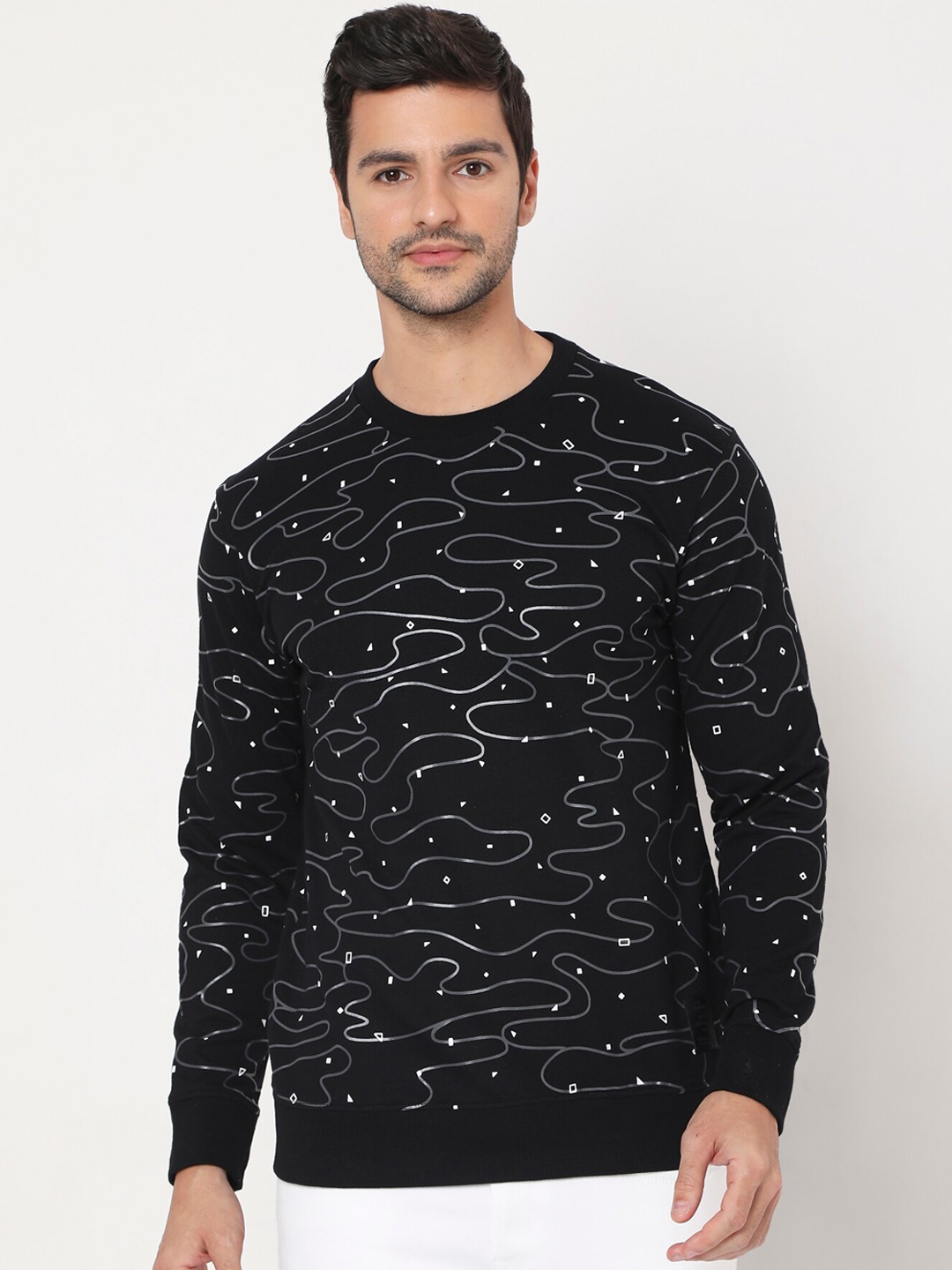 

Mufti Men Black Printed Sweatshirt