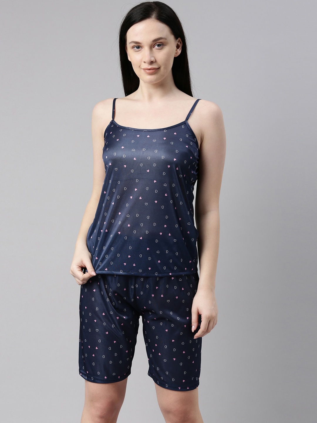 

Bailey sells Women Blue & White Geometric Printed Satin Night Suit