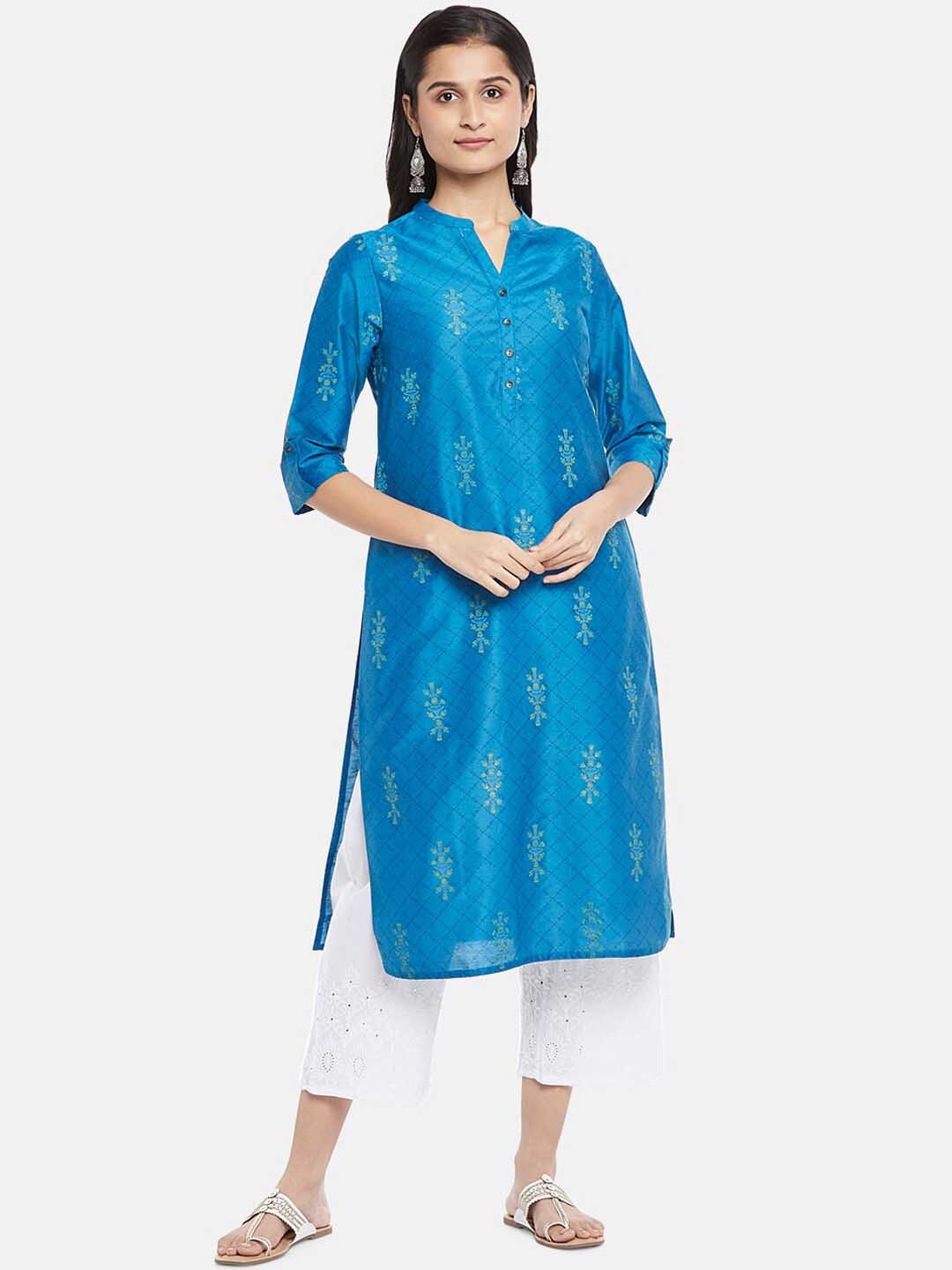 

RANGMANCH BY PANTALOONS Women Teal Printed Kurta
