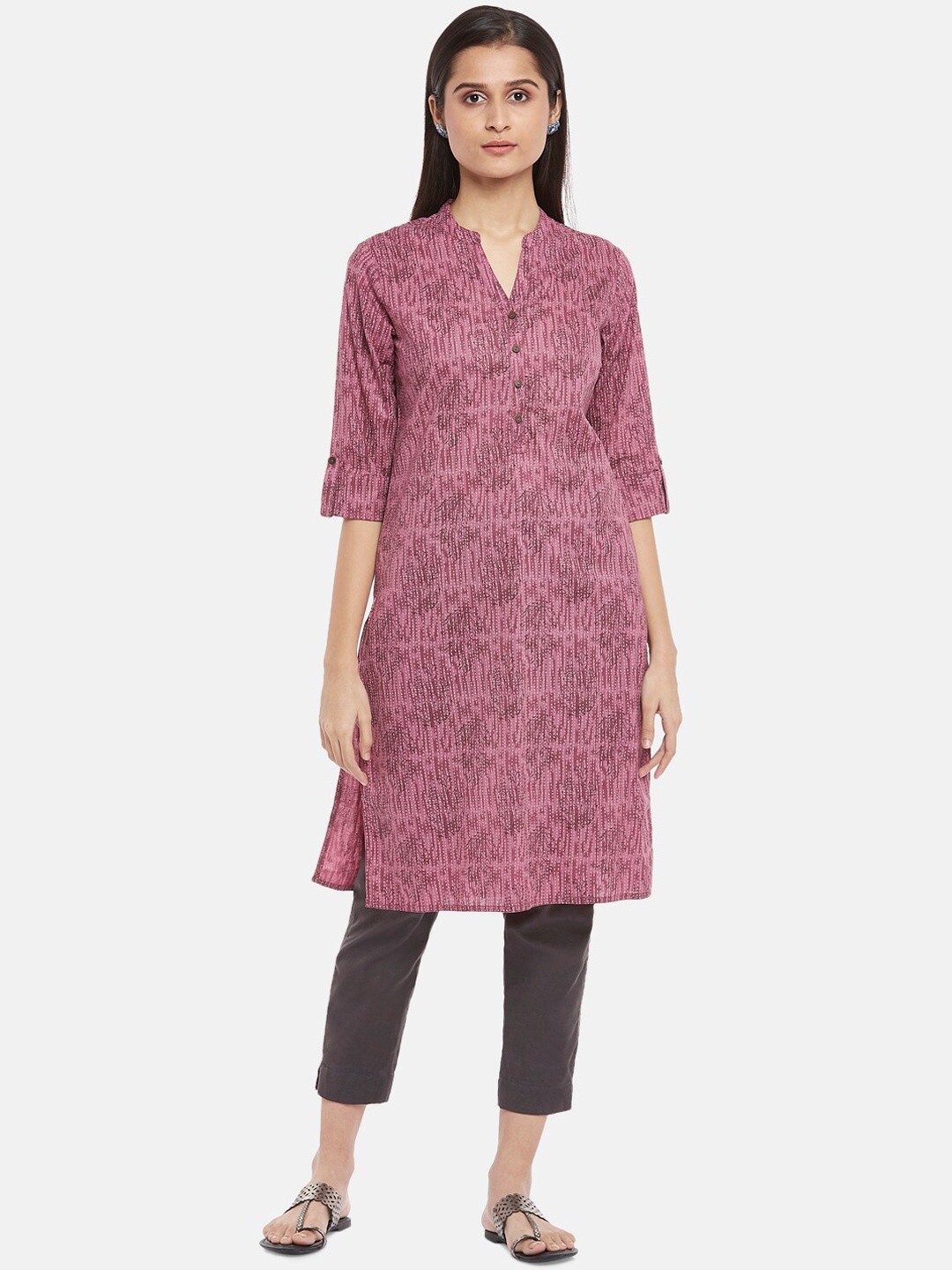 

RANGMANCH BY PANTALOONS Women Pink Printed Pure Cotton Kurta