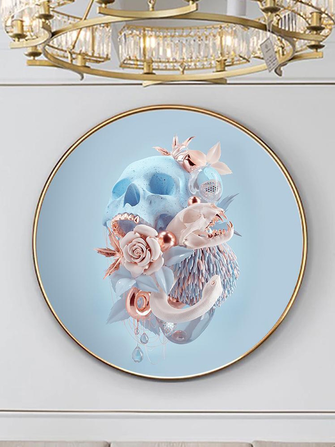 

THE ARTMENT Blue Surreal Explosion Round Canvas Wall Art