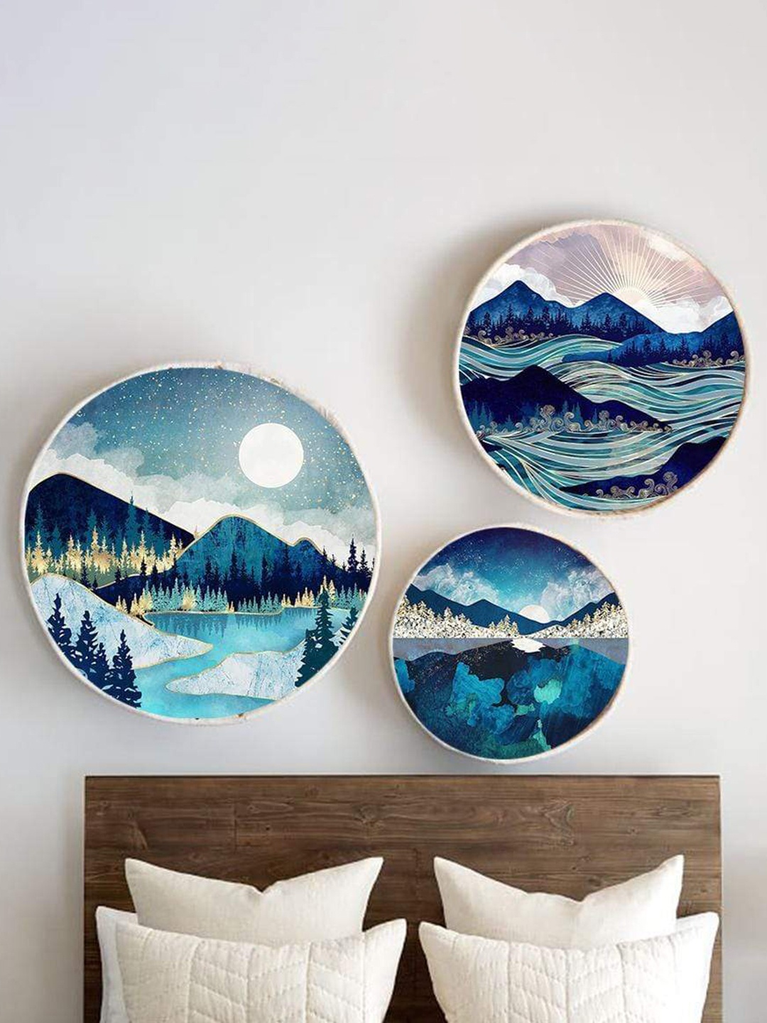 

THE ARTMENT Blue Reflection Rendezvous Canvas With Matte Finish- Set of 3 (Small)