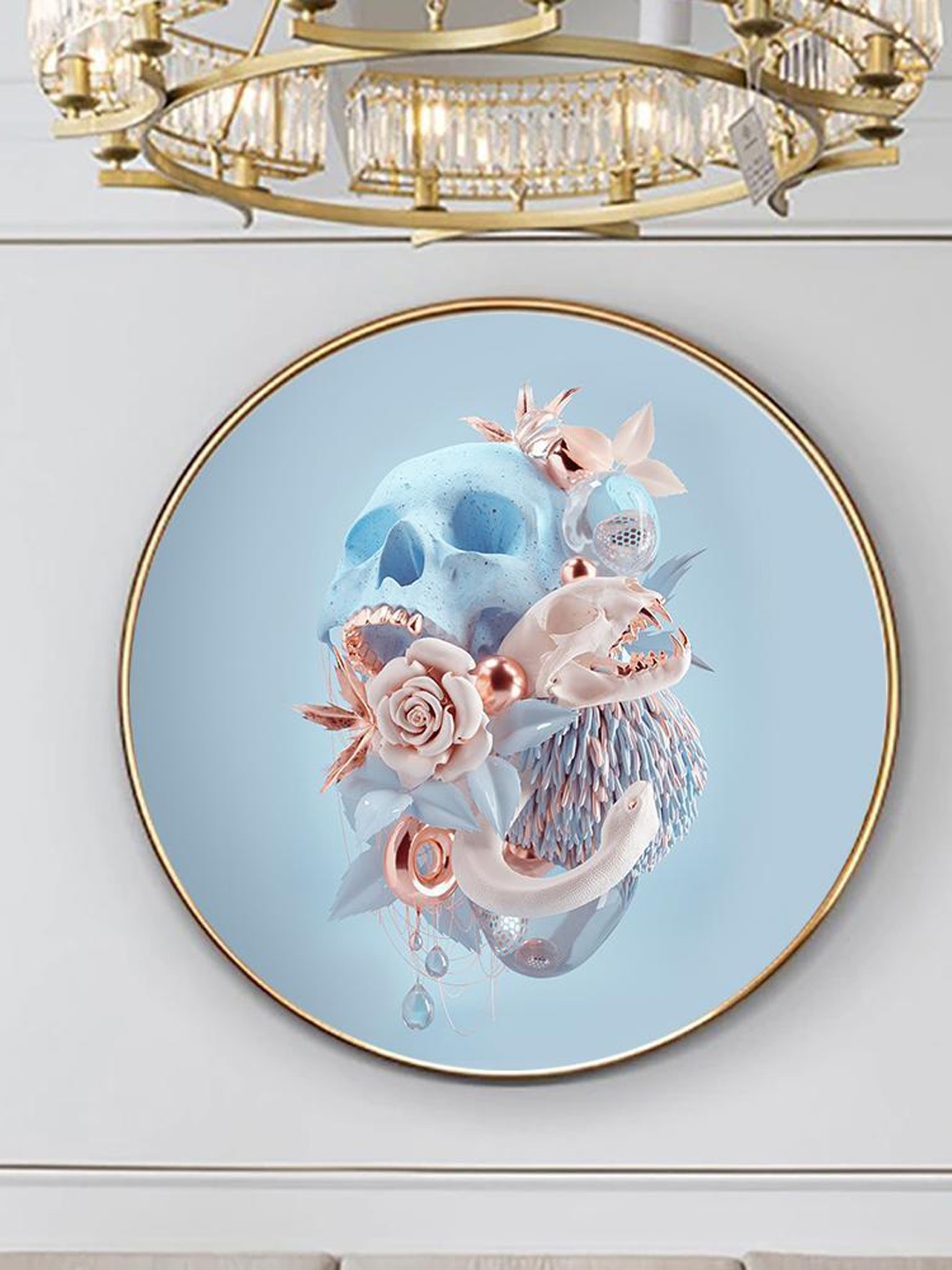 

THE ARTMENT Blue Surreal Explosion Round Canvas Wall Art
