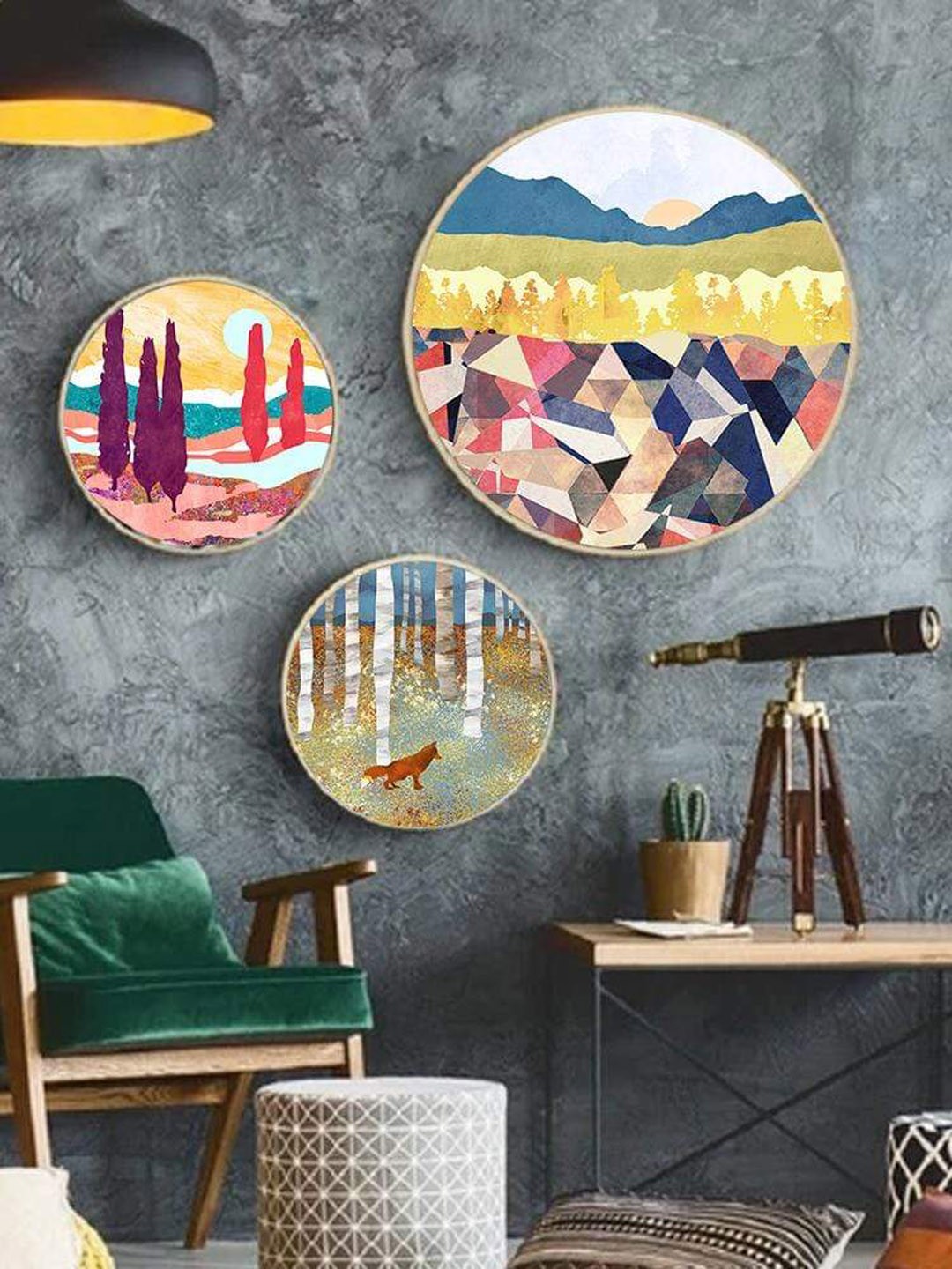 

THE ARTMENT Set of 3 Multi Dramatic Dream Canvas Wall Art