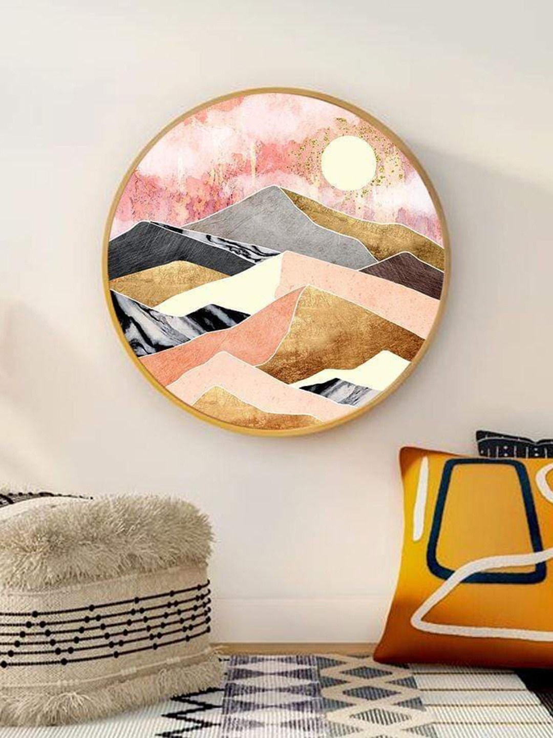 

THE ARTMENT Beige & Pink Abstract Landscape Large Canvas Matte Finish