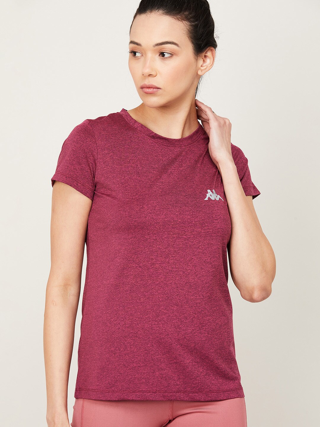 

Kappa Women Purple Applique Self Design T-Shirt