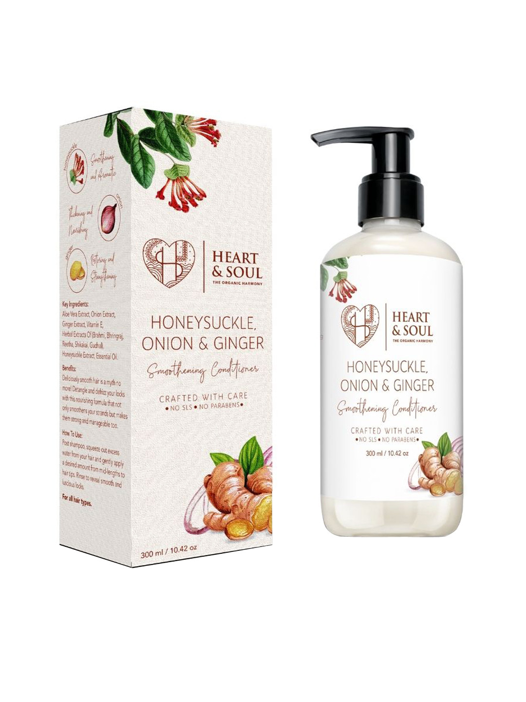 

HEART AND SOUL Unisex Honeysuckle, Onion & Ginger Smoothening Conditioner - 300 ml, White