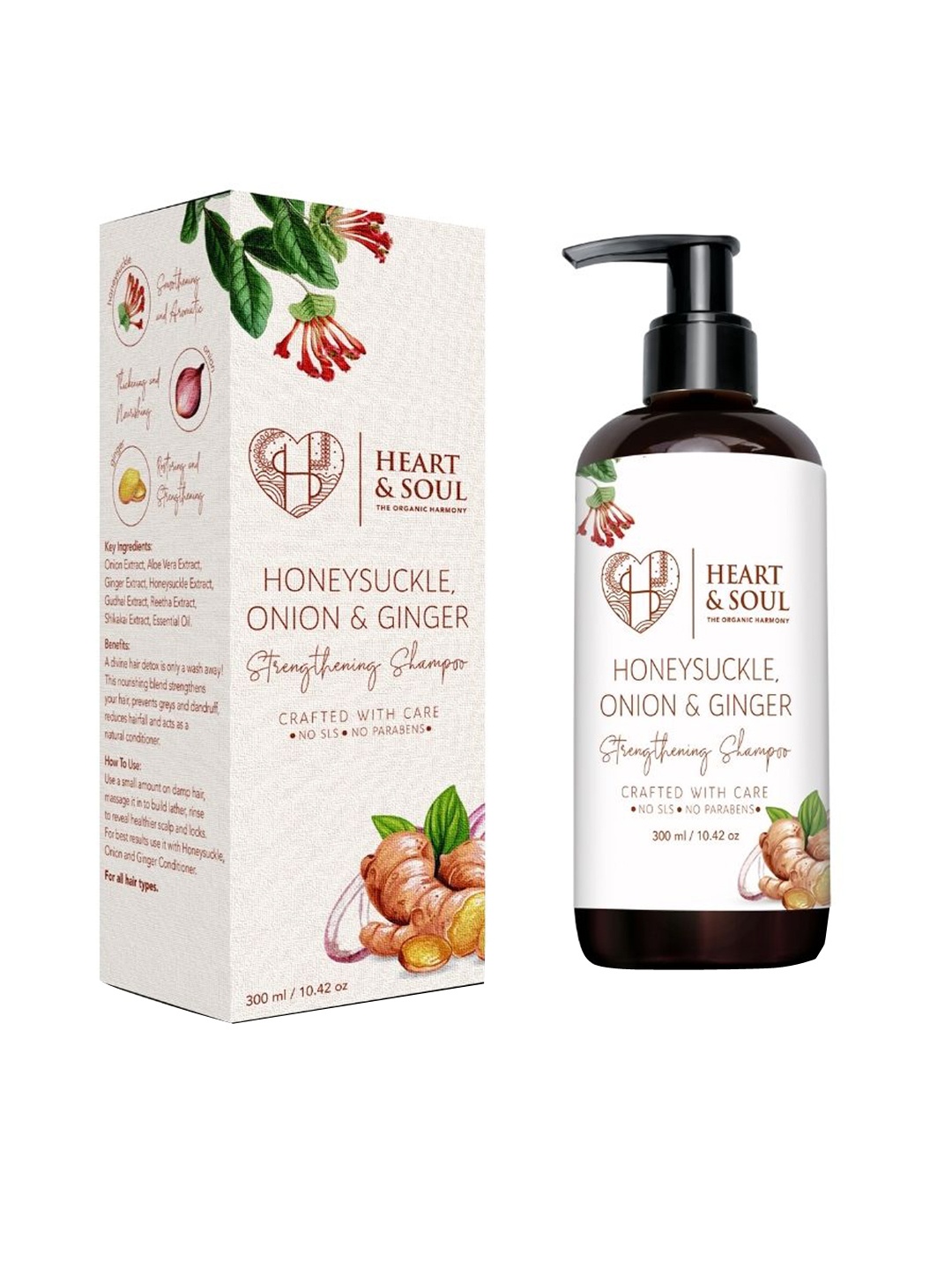 

HEART AND SOUL Honeysuckle Onion & Ginger Shampoo - 300ml, Orange