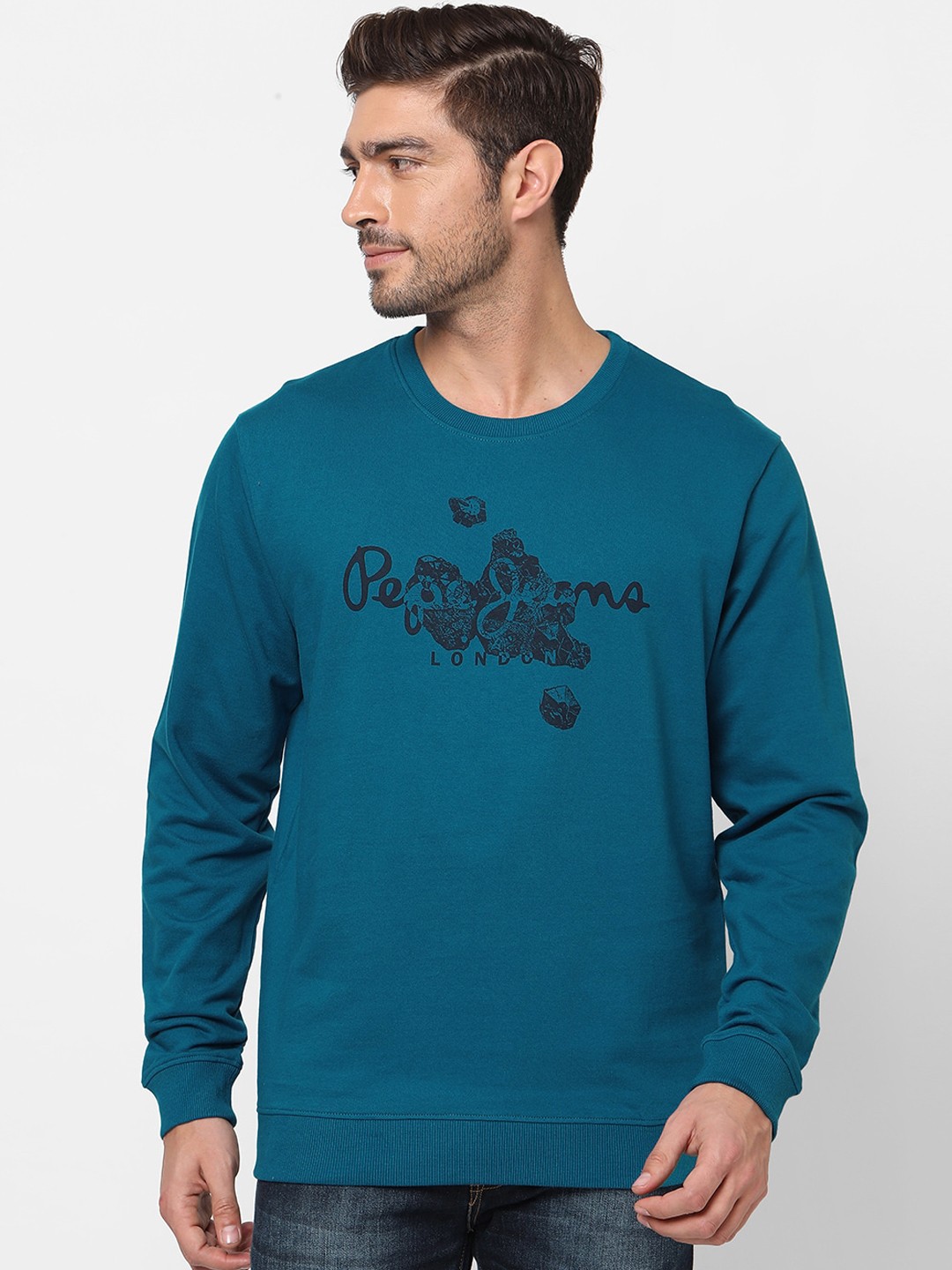 

Pepe Jeans Men Teal Printed Sweatshirt