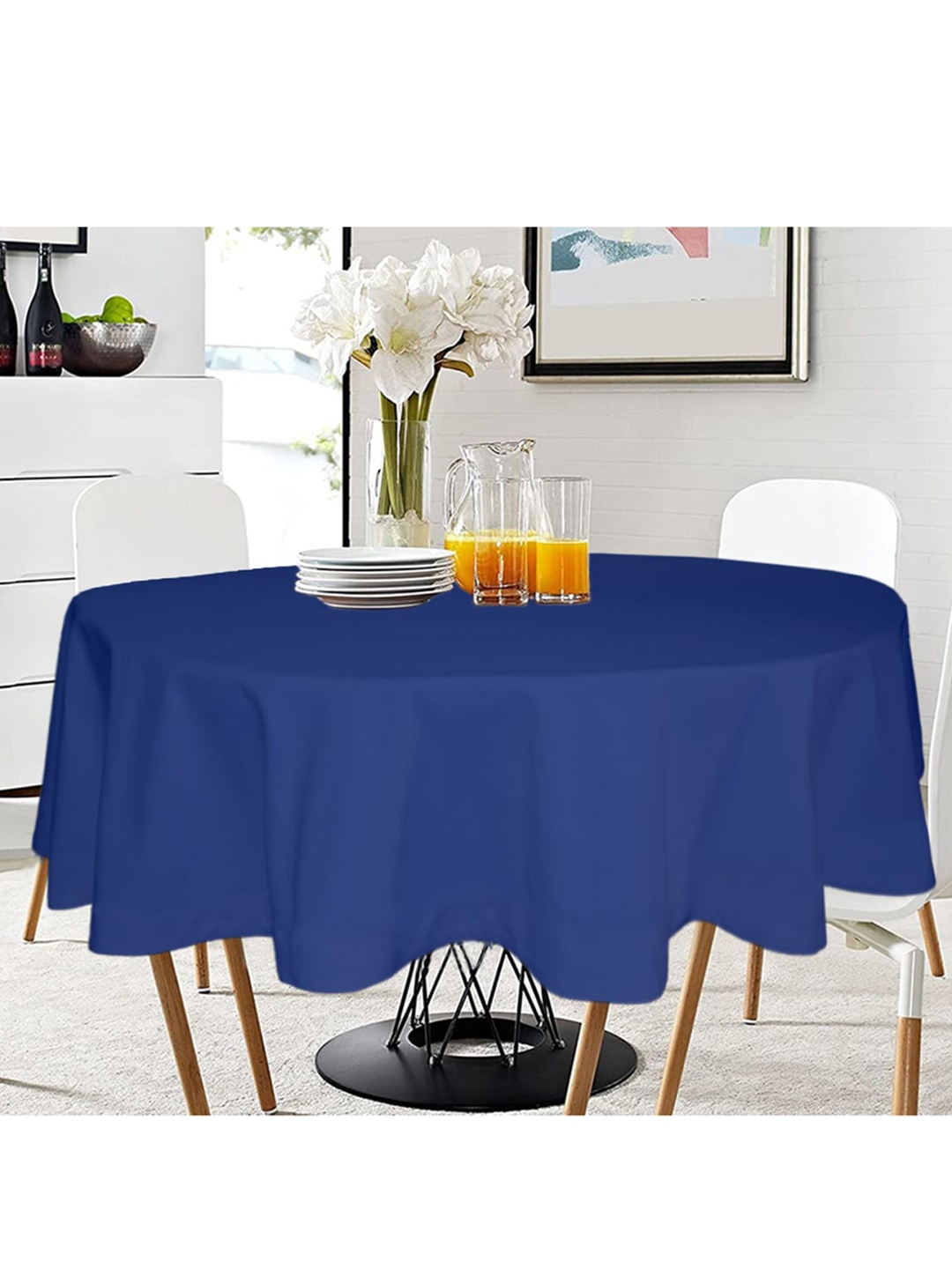 

Lushomes Blue Cotton 4-Seater Table Cover