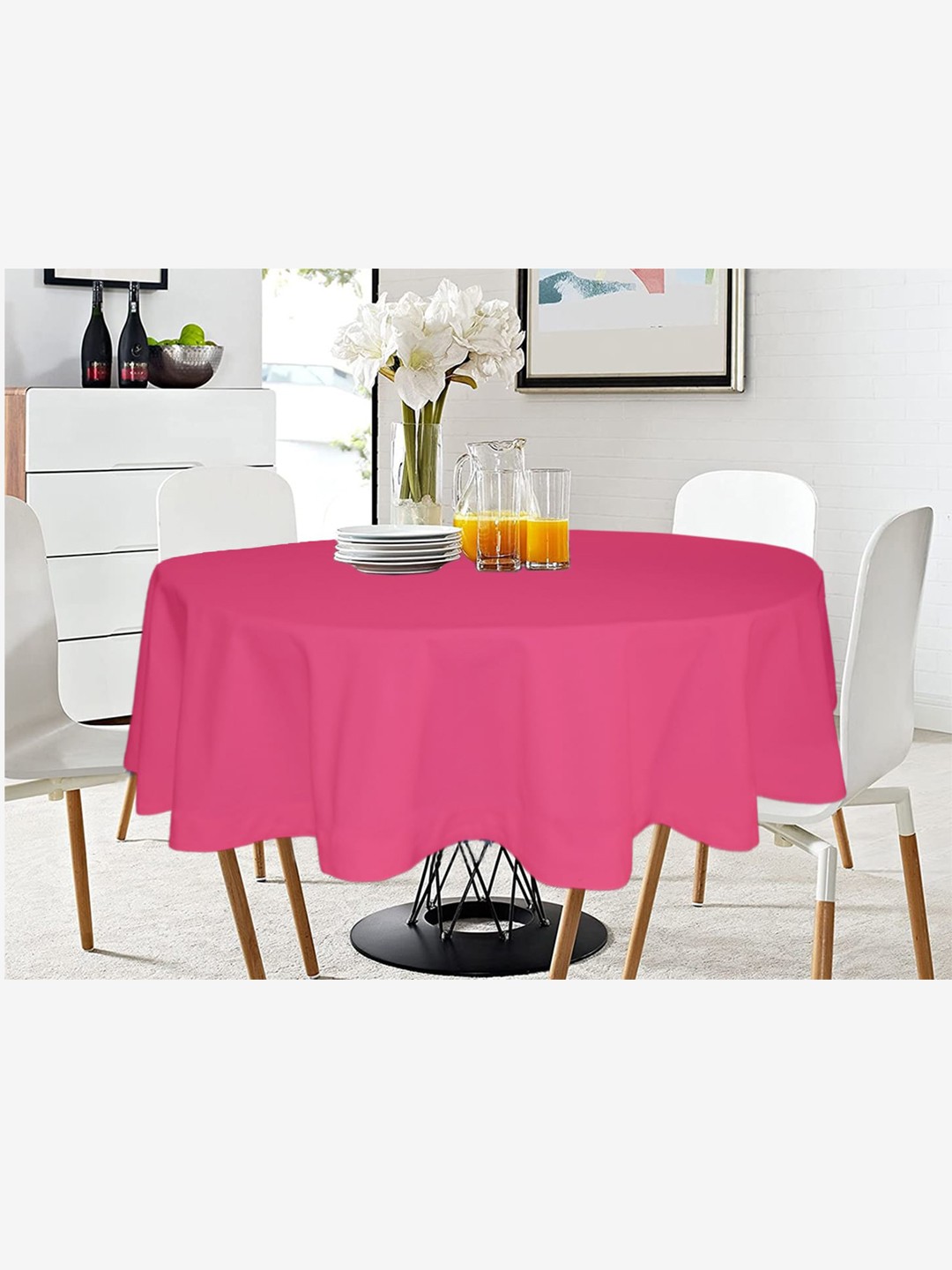 

Lushomes Rose Pink Classic Plain Dining 4 Seater Table Cover Cloth
