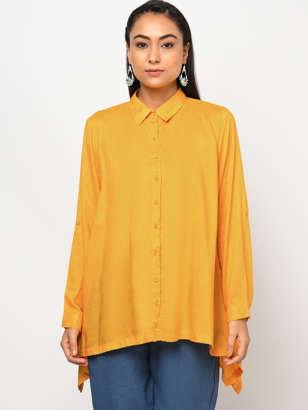 

Fabindia Women Yellow Opaque Casual Shirt