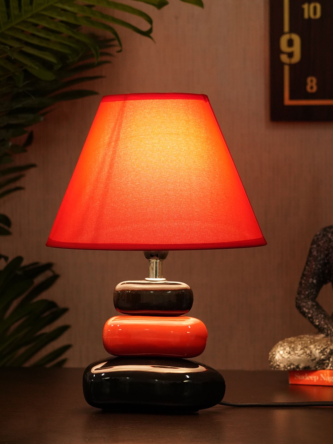 

TIED RIBBONS Red & Black Ceramic Contemporary Table Lamp with Shade