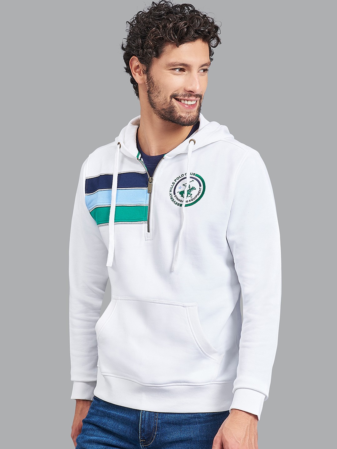 

Beverly Hills Polo Club Men White Hooded Sweatshirt