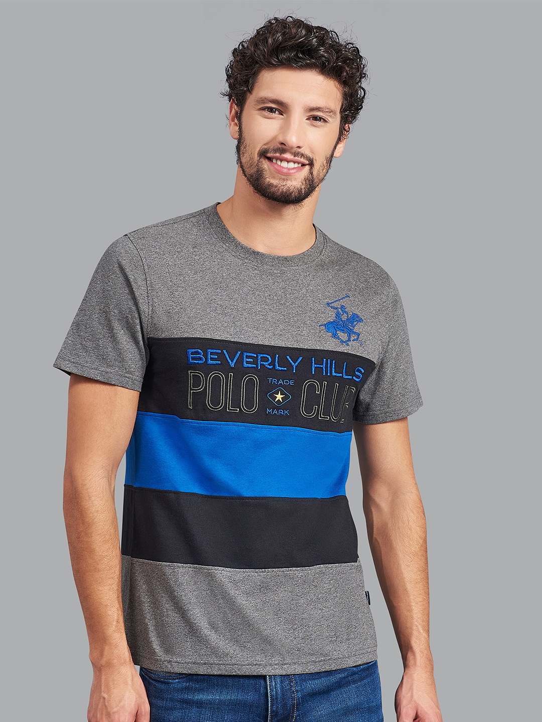 

Beverly Hills Polo Club Men Black Colourblocked T-shirt