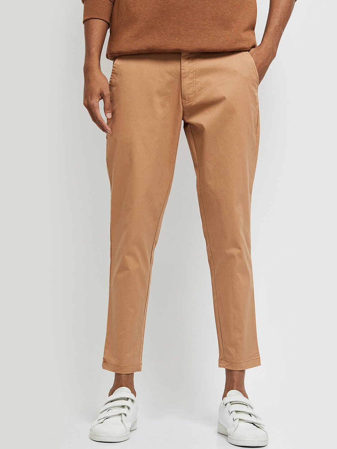 

max Men Brown Stretchable Trousers